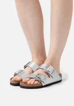 Birkenstock Arizona Big Buckle Narrow Fit - Pantoffels - Metallic Silver