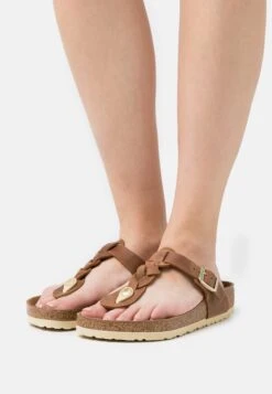 Birkenstock Gizeh Braided Fl Regular - Pantoffels - Cognac